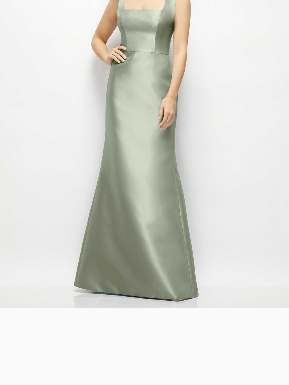 ALFRED SUNG Satin Twill Dress in Sage Green